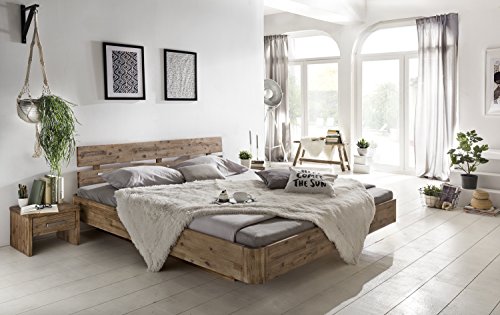 Woodkings Bett 180x200 Hampden Doppelbett Akazie weiß gebürstet Schlafzimmer Massivholz Design Doppelbett Schwebebett Massive Naturmöbel Echtholzmöbel günstig