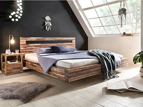Woodkings Holz Bett 180x200 Marton Doppelbett Akazie Rustic Schlafzimmer Massivholz Design Doppelbett Schwebebett Massive Naturmöbel Echtholzmöbel günstig