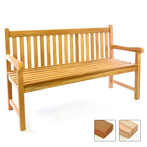 Divero 3-Sitzer Gartenbank 150 cm aus hochwertigem massivem Teak-Holz Reine Handarbeit Sitzbank für 3-Personen