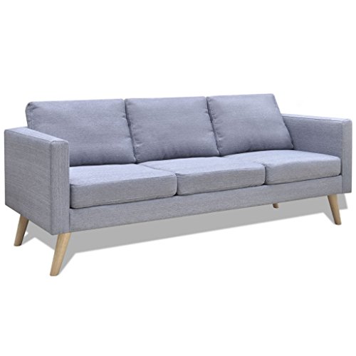 Festnight 3-Sitzer-Sofa Stoffsofa Couch Loungesofa mit Rüchenlehne Holzrahmen Sitzkomfort Hellgrau