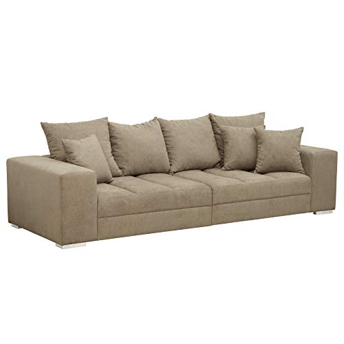 Riess Ambiente Design XXL Sofa Big Sofa Island Soft Baumwolle Greige inkl. Kissen Couch