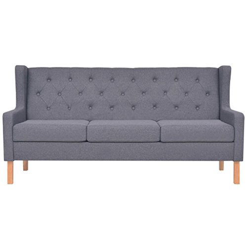 Tidyard Sofa 3-Sitzer Couches im Skandinavischen Stil, Dreisitzer-Sofa, Stoff Grau, 180 x 68 x 90 cm (B x T x H)