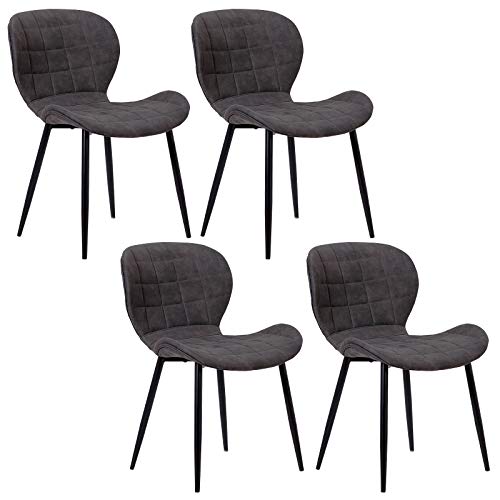 WOLTU 4 x Esszimmerstühle 4er Set Esszimmerstuhl Küchenstuhl Polsterstuhl Design Stuhl mit Rückenlehne, mit Sitzfläche aus Stoffbezug, Gestell aus Metall, Antiklederoptik, BH98-4