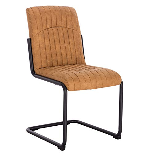 WOLTU® Schwingerstuhl #1204 1 Stück Freischwinger Stuhl Esszimmerstühle Küchenstuhl Polsterstuhl Stoff Metallgestell