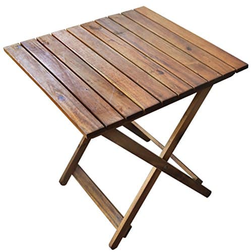Rustikaler Beistelltisch aus Holz | ideal für Balkon und Camping | Klapptisch platzsparend und klein | Akazienholz Braun 50x50x50 cm