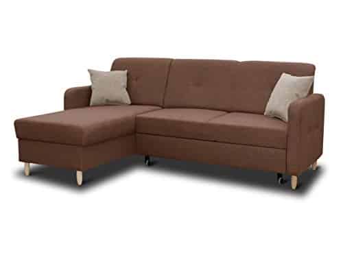 Ecksofa Oslo mit Schlaffunktion und Bettkasten - Scandinavian Design Couch, Sofagarnitur, Couchgarnitur, Polsterecke, Holzfüße