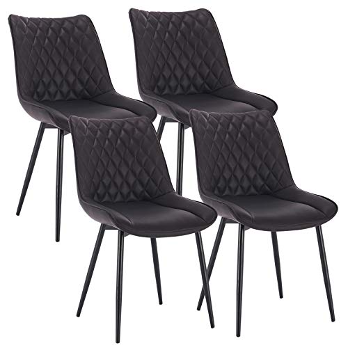 WOLTU 4 x Esszimmerstühle 4er Set Esszimmerstuhl Küchenstuhl Polsterstuhl Design Stuhl mit Rückenlehne, Gestell aus Metall, BH210-4