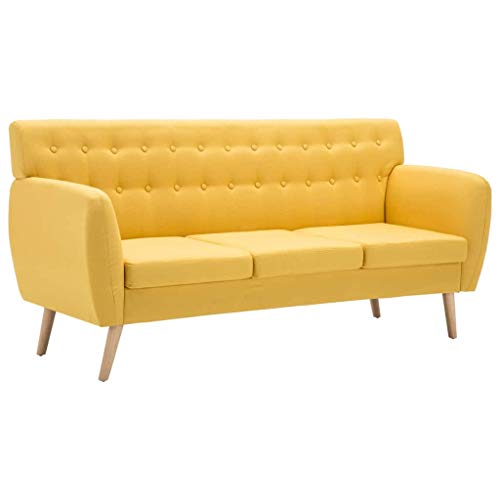vidaXL Sofa 3-Sitzer Stoffbezug Gelb Polstersofa Loungesofa Sitzmöbel Couch