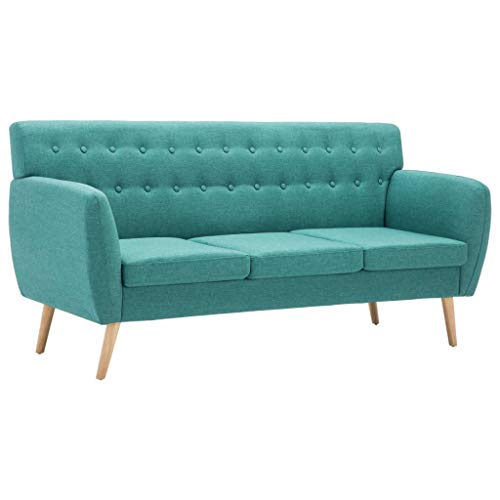 vidaXL Sofa 3-Sitzer Stoffbezug Grün Polstersofa Loungesofa Sitzmöbel Couch