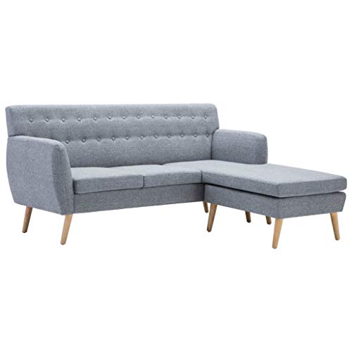 vidaXL Sofa in L-Form Stoffbezug Hellgrau Ecksofa Polstersofa Couch Loungesofa