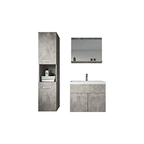 Badezimmer Badmöbel Montreal 60cm Waschbecken - Unterschrank Waschtisch Spiegel Möbel