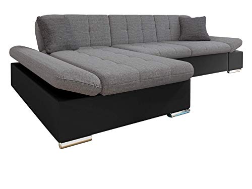 Mirjan24 Ecksofa Malwi mit Regulierbare Armlehnen Design Eckcouch mit Schlaffunktion und Bettkasten, L-Form Sofa vom Hersteller, Couch Wohnlandschaft