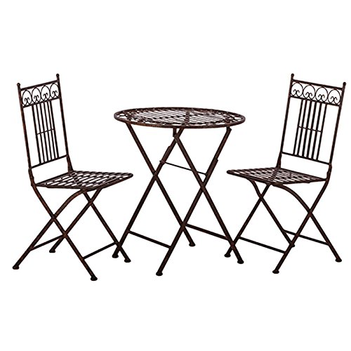 Tisch + 2 Stühle *Paris* Garnitur Gartenmöbel Sitzgarnitur Metall antikbraun