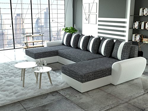 Wohnideebilder Sofa Couchgarnitur Puma mit Schlaffunktion und Bettkasten im modernem Design, abgesetzte Nähte, präzise verarbeitet.