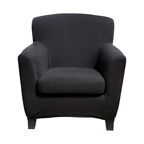 Bellboni® Couchhusse für Einsitzer Couchsessel oder Loungesessel, Sofabezug, bi-elastische Stretchhusse, Spannbezug für viele gängige Einer Sessel, schwarz