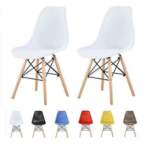 MCC Retro Design Stühle LIA Esszimmerstühle im 2er Set, Eiffelturm inspirierter Style für Küche, Büro, Lounge, Konfernzzimmer etc, 6 Farben, Kult (Weiss)