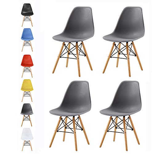 MCC Retro Design Stühle LIA Esszimmerstühle im 4er Set, Eiffelturm inspirierter Style für Küche, Büro, Lounge, Konferenzzimmer etc, 6 Farben, Kult (matt grau)
