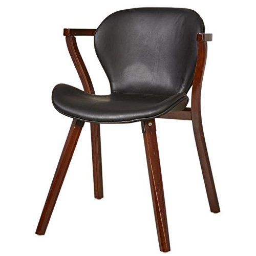 Moderner Stuhl, Nussbaum-Finish, Sitzfläche PU, schwarz, 49 cm x 39 cm x 75 cm