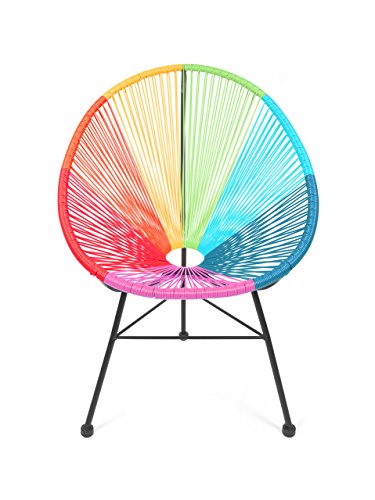 Retro Acapulco Lounge Relax Sessel Chair Indoor Outdoor Rahmen & Füße Pulverbeschichtet Farbe BUNT