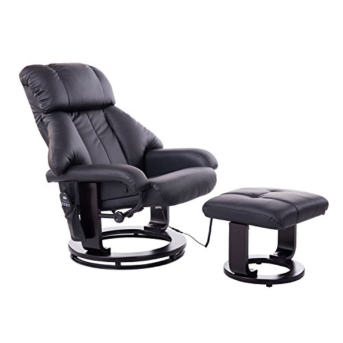 HOMCOM Massagesessel Fernsehsessel Sessel mit Hocker Massage mit Wärmefunktion und Vibration Schwarz