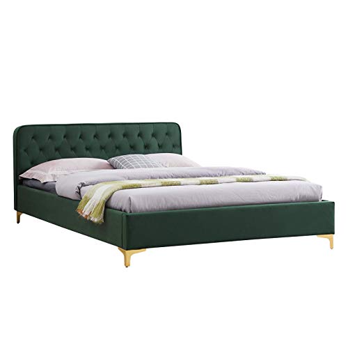 CARO-Möbel Polsterbett Glamour mit edlem Samtbezug in grün Doppelbett Bettgestell 140x200 cm im Barockstil, inkl. Lattenrahmen