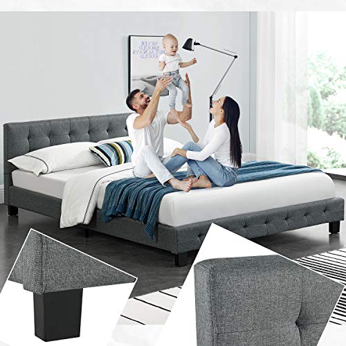 ArtLife Polsterbett Manresa 140 x 200 cm - Bett mit Lattenrost und Kopfteil - Zeitloses modernes Design, Grau