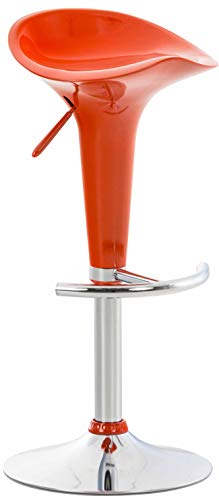 CLP Barhocker Saddle mit drehbarem Kunsttoffsitz und Fußablage I Höhenverstellbarer Hocker mit Metallgestell in Chrom-Optik, Farbe:orange