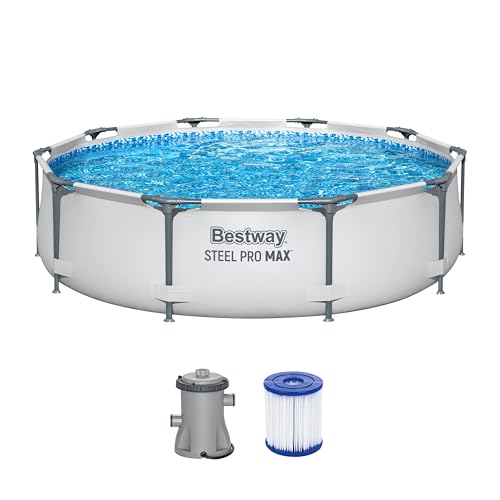 Bestway Steel Pro MAX Frame Pool-Set mit Filterpumpe Ø 305 x 76 cm, lichtgrau, rund