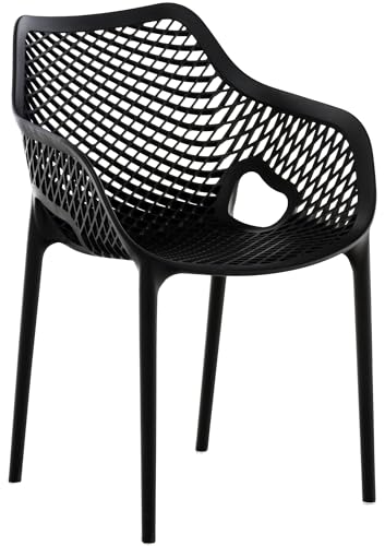 CLP Stuhl Air XL I Stapelbarer Terrassenstuhl I Komfort Und Design I Ideal Für Garten und Balkon I UV Beständig Und Wetterfest, Farbe:schwarz