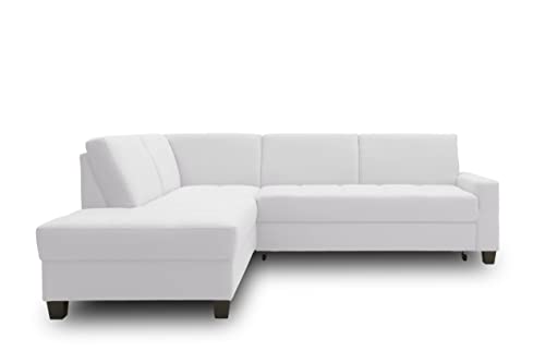 DOMO. collection Ecksofa Londrina, Sofa mit Schlaffunktion in L-Form, Eckcouch, Ecksofa, Polsterecke, Schlafsofa 243 x 209 x 84 cm (BxTxH), Silber weiß