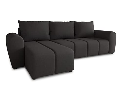 Ecksofa Cleo L mit Schlaffunktion - Sofa mit Bettkasten, Polsterecke, Couchgarnitur, Eckcouch, L-Form Couch, Sofagarnitur - Ottomane Universal (Schwarz (Soro 100))