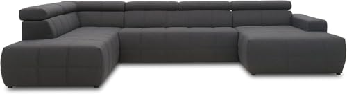 DOMO. collection Sofa Brandon, Wohnlandschaft mit Rückenfunktion Couch in U-Form, Polsterecke, Eckgarnitur, Polstergarnitur 359 x 228 x 80 cm (BxTxH), dunkelgrau