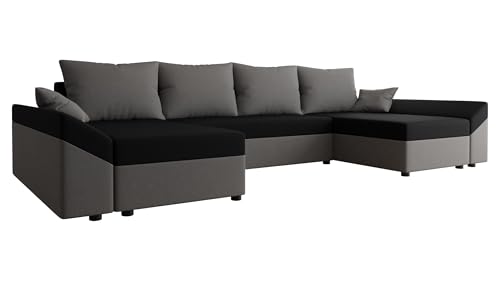 Mirjan24 Ecksofa Chione U mit Bettkasten und Schlaffunktion, 4 Sitzer Eckcouch, U-Form Sofa für Wohnzimmer, symmetrisches Ecksofa, Polsterecke mit Bettfunktion, Wohnlandschaft (Alova 36 + Alova 04)