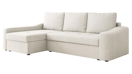 Mirjan24 Ecksofa Hiolea mit 2 Bettkästen und Schlaffunktion, 3 Sitzer Eckcouch, L-Form Sofa für Wohnzimmer, Polsterecke mit Bettfunktion, Wohnlandschaft (Velo 621, Seite: Links)