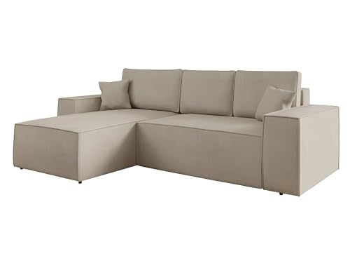 Mirjan24 Ecksofa Magerio L mit Bettkasten und Schlaffunktion, 3 Sitzer Eckcouch, L-Form Sofa für Wohnzimmer, Polsterecke mit Bettfunktion, Wohnlandschaft (Manila 02, Seite: Links)