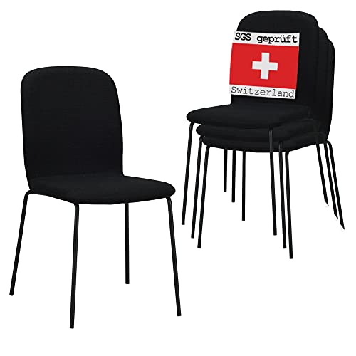 ALBATROS Esszimmerstühle 4er Set ENNA, schwarz - stapelbar, bequemer Polsterstuhl - Eleganter Küchenstuhl, Stuhl Esszimmer oder Esstisch Stuhl, Konferenzstuhl