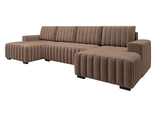Mirjan24 Ecksofa Hokok U mit Bettkasten und Schlaffunktion, 4 Sitzer Eckcouch, U-Form Sofa für Wohnzimmer, symmetrisches Polsterecke mit Bettfunktion, Wohnlandschaft (Manila 05)
