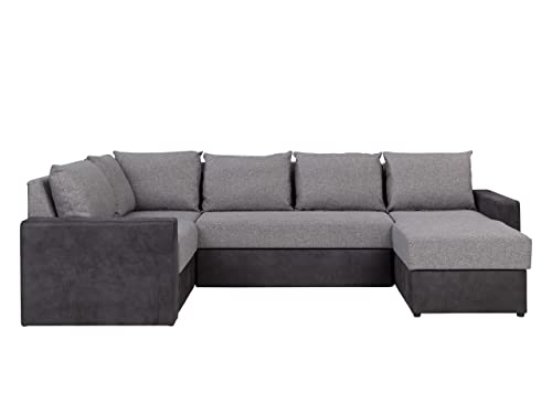 Ecksofa Reton Maxi, Eckcouch mit Bettkasten und Schlaffunktion, U-Form Couch/Sofa, Polsterecke mit Bettfunktion, Wohnlandschaft, Couchgarnitur, Sofagarnitur (Seite: Rechts, Montana 101 + MDL 5)