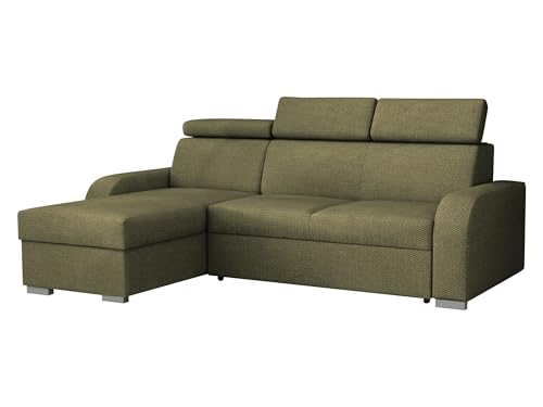 Mirjan24 Elegante Ecksofa Apollo mit Bettkasten und Schlaffunktion, Modernes Eckcouch mit verstellbare Kopfstützen, Polsterecke (Crown 11)