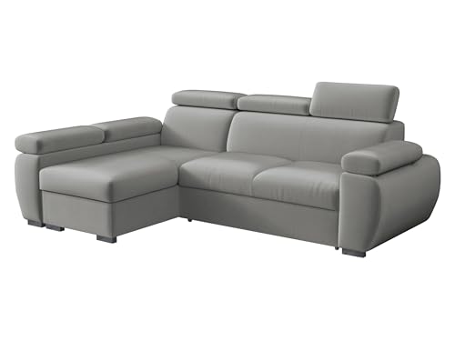 Mirjan24 Ecksofa Boston Mini, Eckcouch mit Schlaffunktion und Bettkasten, Polsterecke mit Einstellbare Kopfstützen, L-Sofa, Polstergarnitur, Wohnlandschaft (Paros 5, Seite: Links, LC+2r)