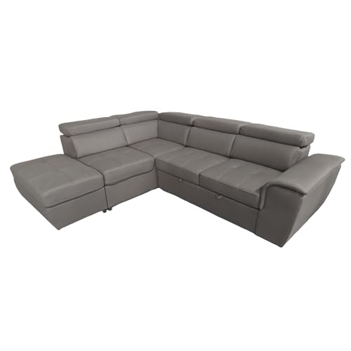 HTI living Ecksofa Sandy mit Ottomane Links Polsterecke mit Bettfunktion und Stauraum Couch Grau