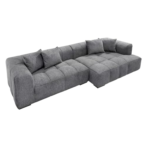Riess Ambiente Modernes XXL Ecksofa Zero Gravity 305cm grau Webstoff Ottomane rechts Bigsofa Couch, Eckcouch für Wohnzimmer, Polsterecke, L-Form Couch