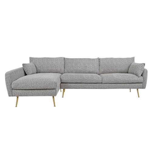 HTI living Ecksofa Antonius Webstoff Grau Links Polsterecke mit Kissen