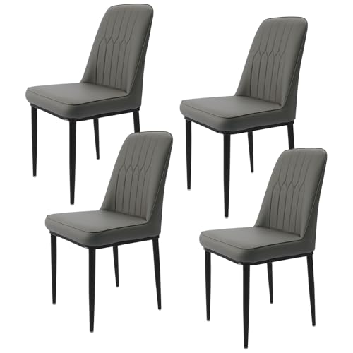 Durrafy Esszimmerstühle 4er Set mit Kunstleder Bezug Ergonomischer Stuhl für Esszimmer Hoher Rückenlehne Bequemer Polsterstuhl Moderner Küchenstuhl Grau