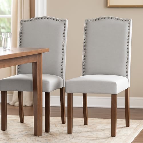 DUMOS Esszimmerstühle 2er Set, Elegant und Schön Modern Stühle Esszimmer, Stoff Gepolstert küchenstühle, Esszimmerstuhl Geeignet für Küche, Wohnzimmer, Schlafzimmer (Grau)