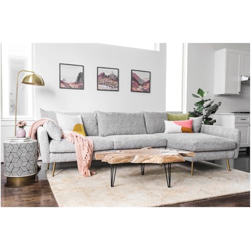 HTI living Ecksofa Antonius Webstoff Grau rechts Polsterecke mit Kissen