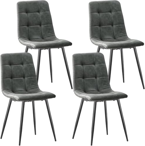 LEWE Esszimmerstühle 4er Set,Küchenstuhl mit Hoher Rückenlehne Moderne Stühle für Küche und Esszimmer,Metallbeinen,Gepolsterte Sitzfläche aus Technisches Tuch für Esszimmer,Küche & Wohnzimmer