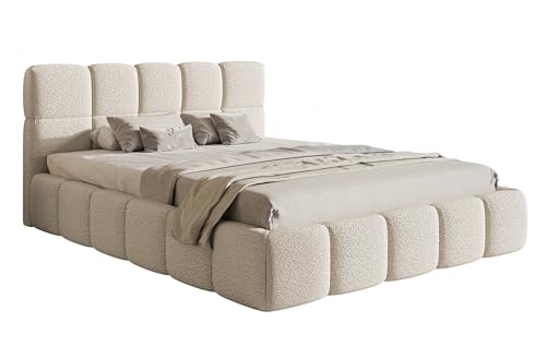 Selsey Bett Polsterbett 160 x 200 cm Boucle Gewebe Reißfest Cloudy Hellbeige
